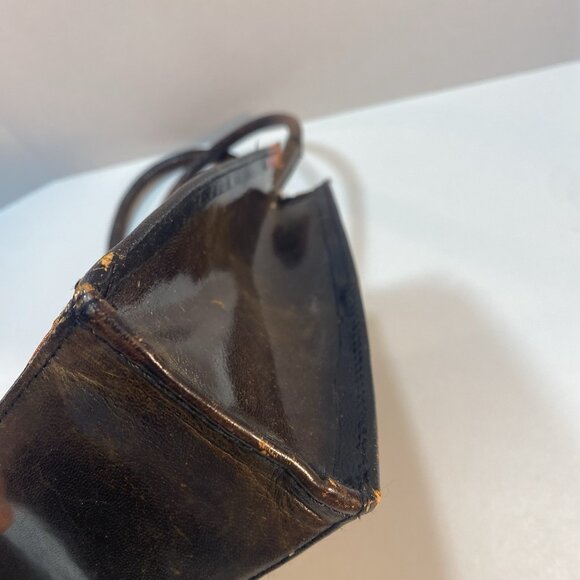 Tooled Leather Tobacco Handbag Purse Shoulder Bag Floral‎ Flowers Zipper Closure - Picture 7 of 16